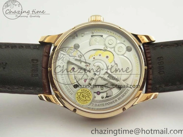 MIROTIME 0113 Portuguese Tourbillon IW5463 RG ZF Best Edition White Dial on Brown Leather Strap Stylish 7174